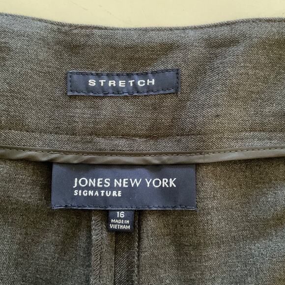 NWT Jones New York Signature Stretch Charcoal Dress Pants 16 Office 32.5” Inseam - Picture 6 of 11